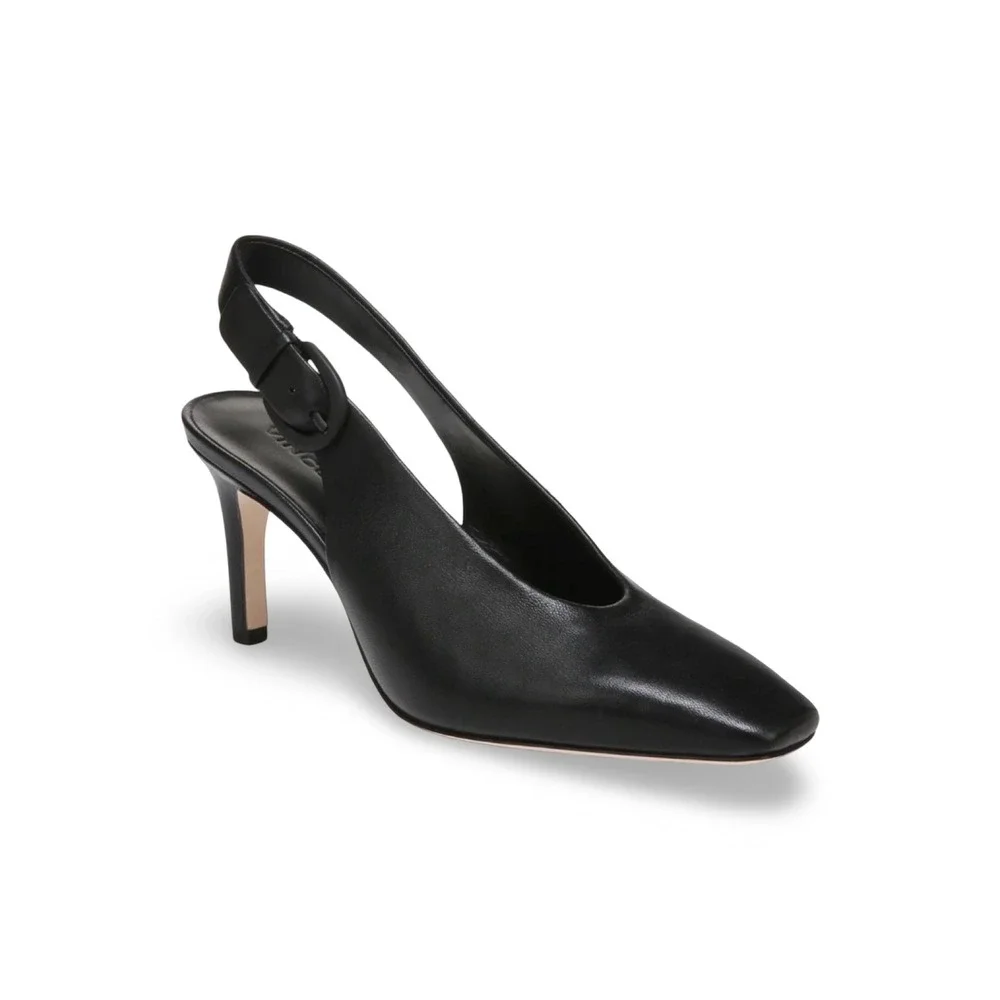 Vince Black‎ Leather Square Toe Slingback Pumps Heels Womens Size 9M 40